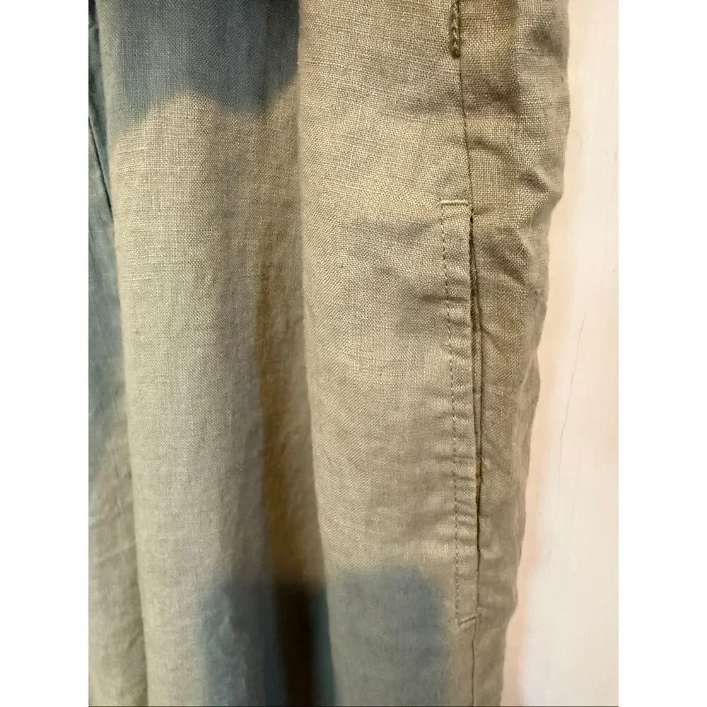 Quince 100% European Linen Square Neck Jumpsuit Bayberry Olive Size S NO BELT